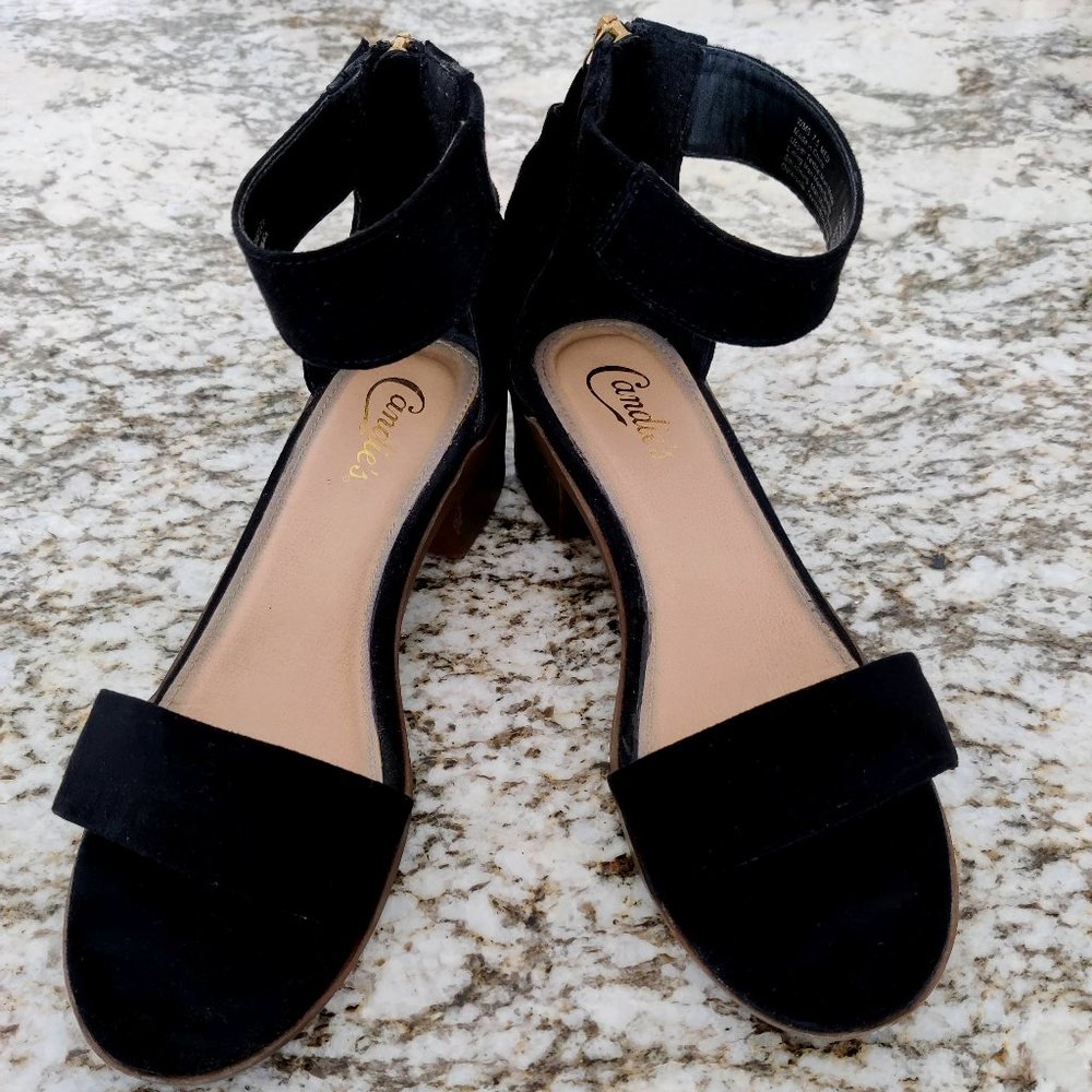 Candie's Tassel Black Heeled Sandals. Size 7.5